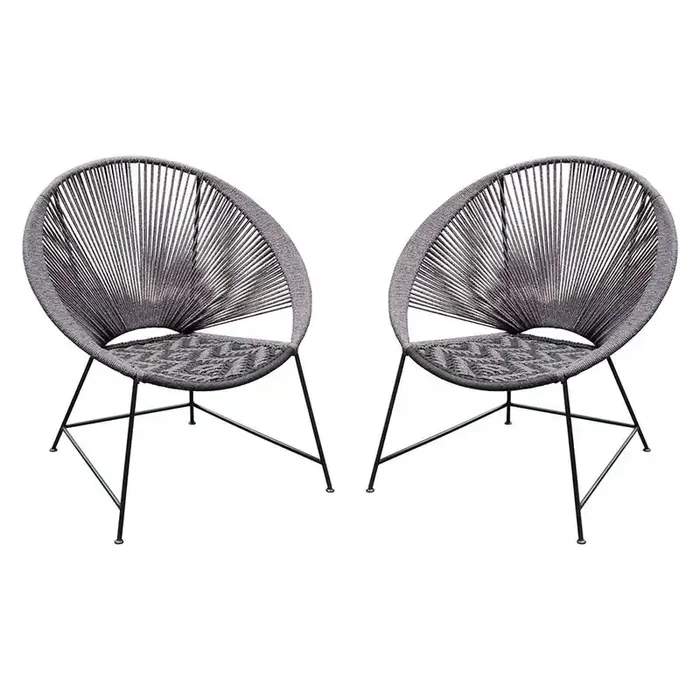 Diamond Sofa – Pablo 2-Pack Accent Chairs in Black/Grey Rope w/ Black Metal Frame – PABLOCHGRBL2PK_CLOSEOUT