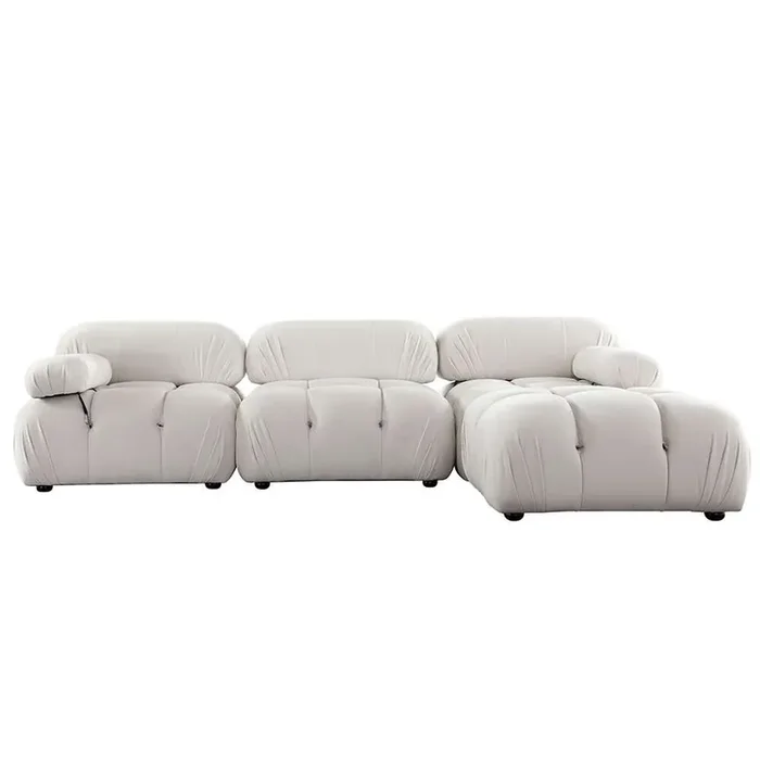 Diamond Sofa – Paloma 4PC Modular 111 Inch Reversible Chaise Sectional in Light Cream Velvet – PALOMA1LC1AC1RC1OTCM