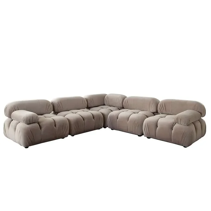 Diamond Sofa – Paloma 5PC Modular 111 Inch Corner Sectional in Mink Tan Velvet – PALOMA1LC2AC1SC1RCTN
