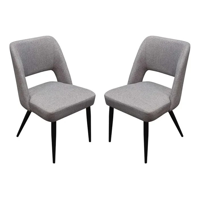 Diamond Sofa – Reveal Dining Chairs in Grey Fabric w/ Black Powder Coat Metal Leg (Set of 2) – REVEALDCGR2PK
