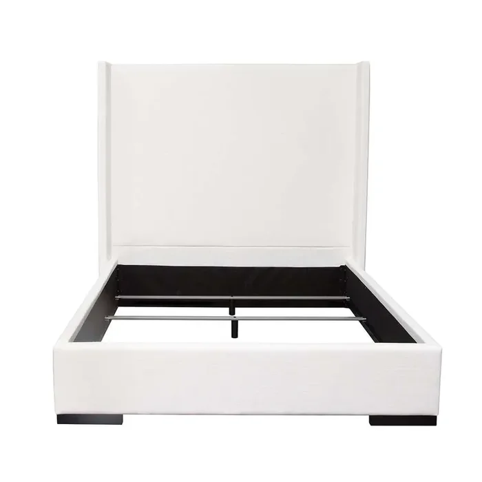 Diamond Sofa – Seattle Eastern King Bed with Vintage Wing in White Linen – SEATTLEWHEKBED