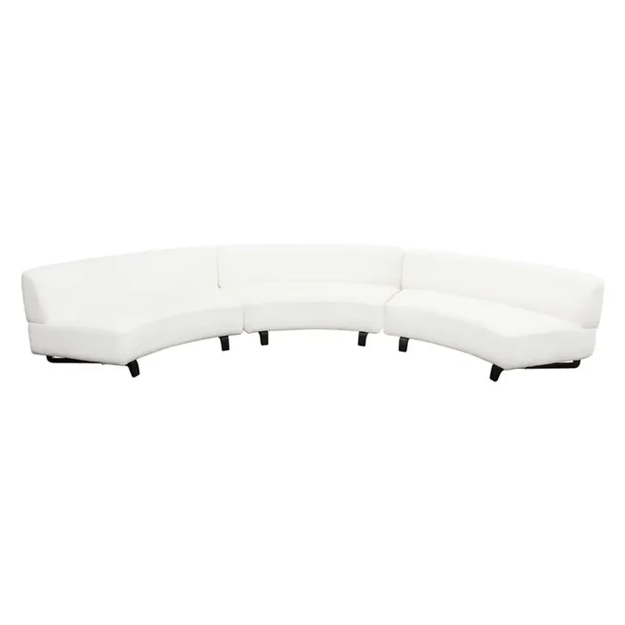Diamond Sofa – Vesper 3PC Modular Curved Armless Sofa in Faux White Shearling w/ Black Wood Leg Base – VESPER3PCASWH