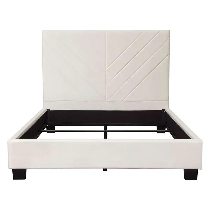 Diamond Sofa – Vogue Eastern King Bed w/ 54in Headboard in Light Cream Velvet – VOGUEEKBEDCM_CLOSEOUT