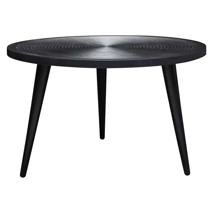 Diamond Sofa – Vortex Round Cocktail Table in Solid Mango Wood Top in Black Finish & Iron Legs – VORTEXCTBL