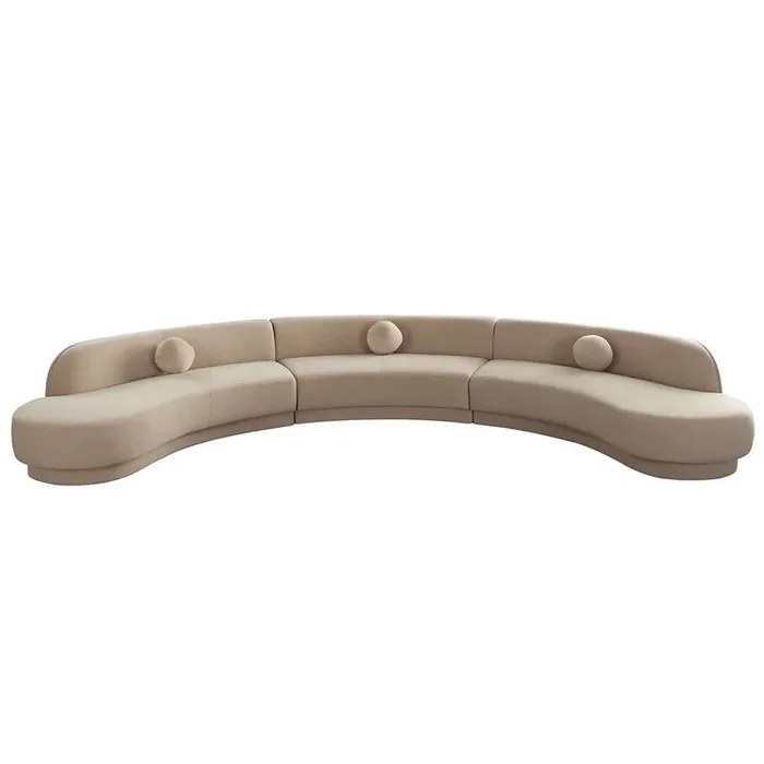 Diamond Sofa – Zelda 3PC Modular Curved Armless Sofa & (2) Chaise in Light Camel Performance Velvet w/ (3) Accent Pillow Balls – ZELDA3PCLCASRCLCA