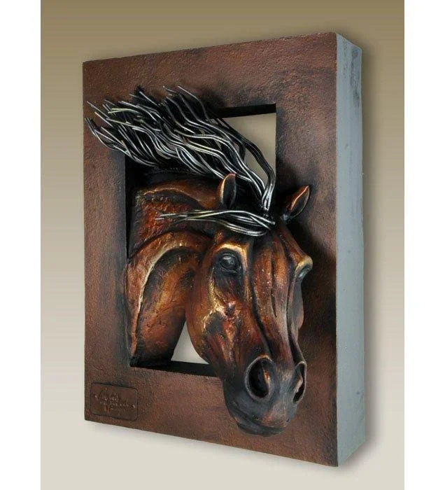Dynamic Horse Wall Sculpture with Textured Bronze Finish