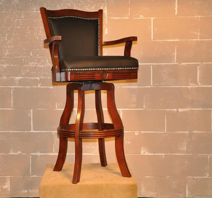 ECI Furniture – 30in Leather Nail Head Barstool in Distressed Walnut – 7040-35-BS-30