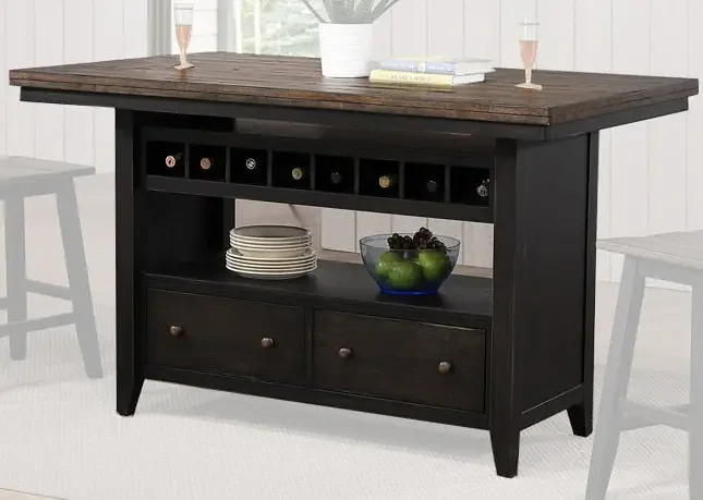 ECI Furniture – Ashford Kitchen Island Complete, Black & Rustic Walnut – 2222-23-I-T/B