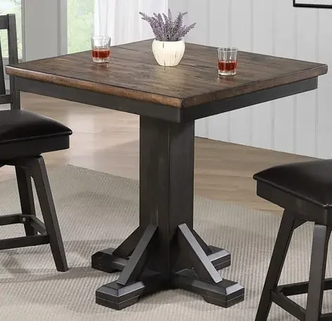 ECI Furniture – Ashford Square Pub Counter Height Table Complete, Black & Rustic Walnut – 1859-23-PT/CPB