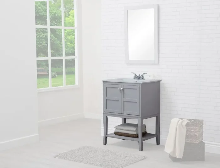 Elegant Furniture & Lighting – Mason 2 Doors Cabinet 24 In. X 18 In. X 34 In. In Grey – VF2101