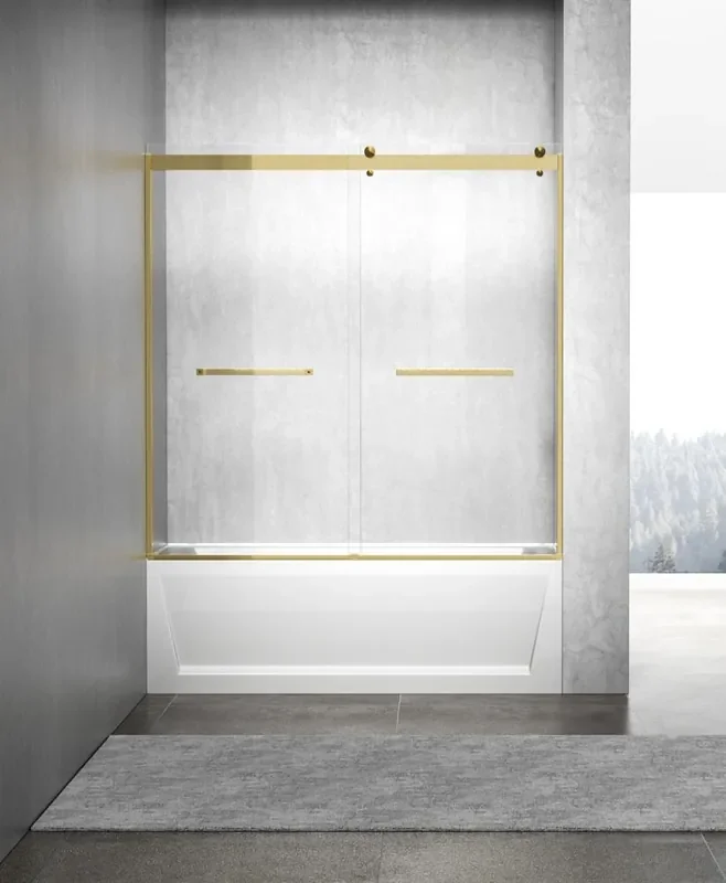 Elegant Furniture & Lighting – Ross Frameless tub door 60 x 60 Brushed Gold – TD222-6060BGD
