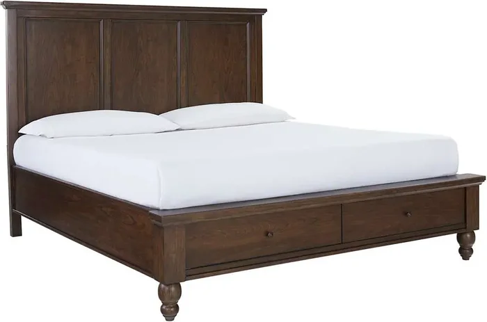 Emery Park – Cambridge Queen Storage Panel Bed in Classic Cherry Finish