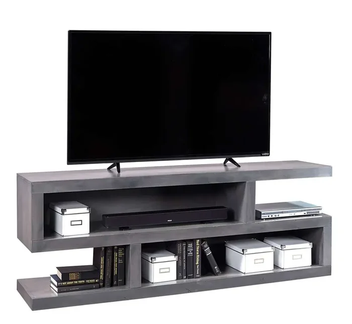Emery Park – Contemporary Alder 74in Open S Console in Smokey Grey Finish – DL1075-GRY