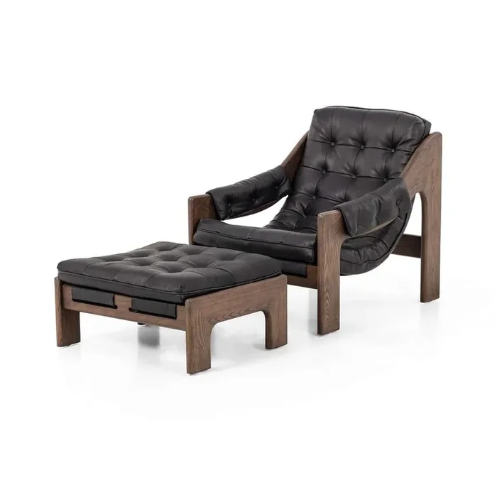 Four Hands – Halston Chair With Ottoman – Heirloom Black – 237803-003