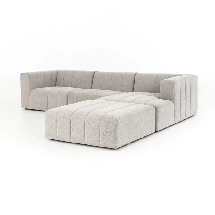 Four Hands – Langham Channelled 3 Piece Raf Sect with Ottoman – CGRY-001-320-S2