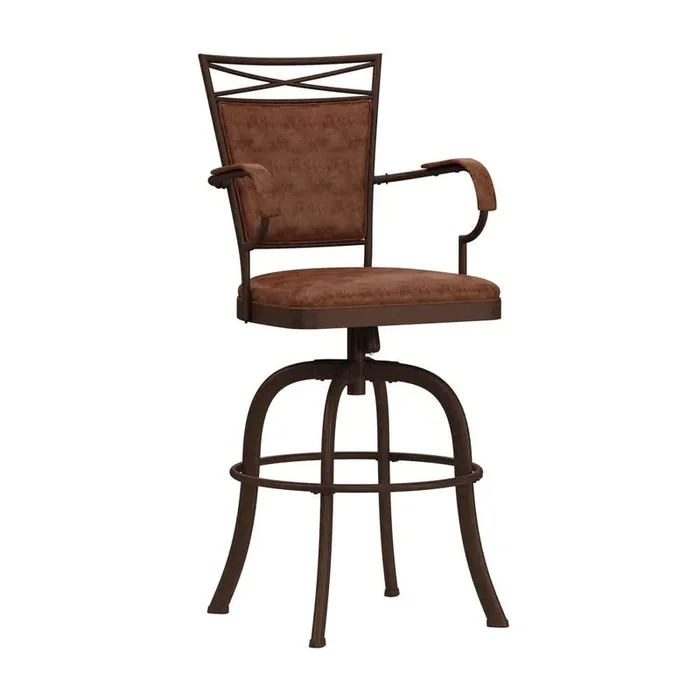 Hillsdale Furniture – Bridgetown Metal Bar Height Swivel Stool, Aged Bronze – 5759-830
