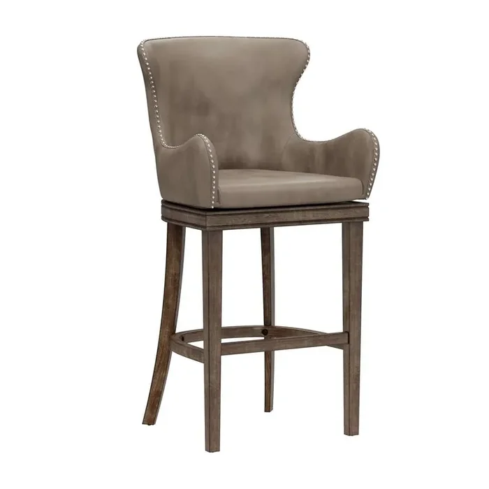 Hillsdale Furniture – Caydena Wood Bar Height Return Swivel Stool, Smoke Brown – 4346-830
