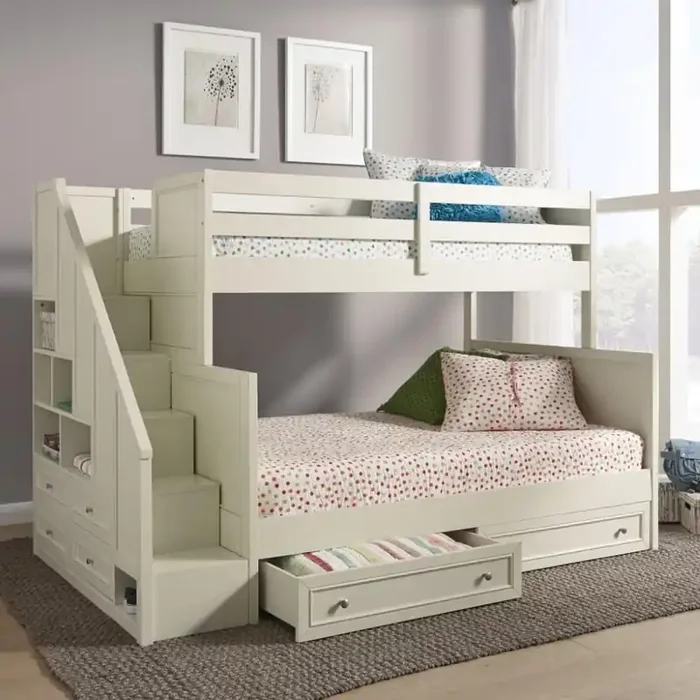 Homestyles Furniture – Naples White Twin Over Full Bunk Bed – 5530-56D