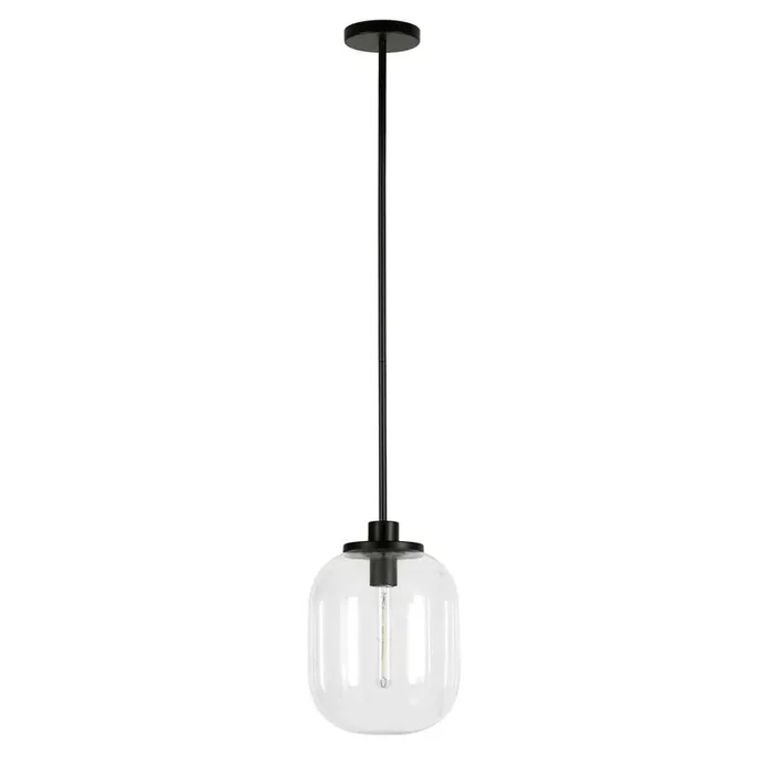 Hudson & Canal – Agnolo 9.62in Wide Pendant with Glass Shade in Blackened Bronze/Clear – PD0489