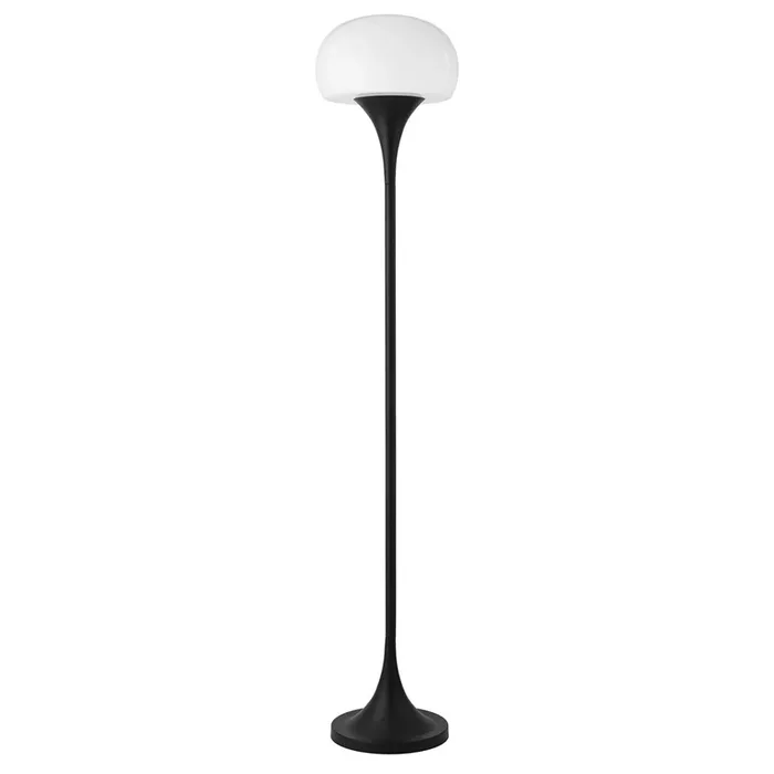 Hudson & Canal – Aleister Torchiere Floor Lamp with Glass Shade in Blackened Bronze/White Milk – FL2190