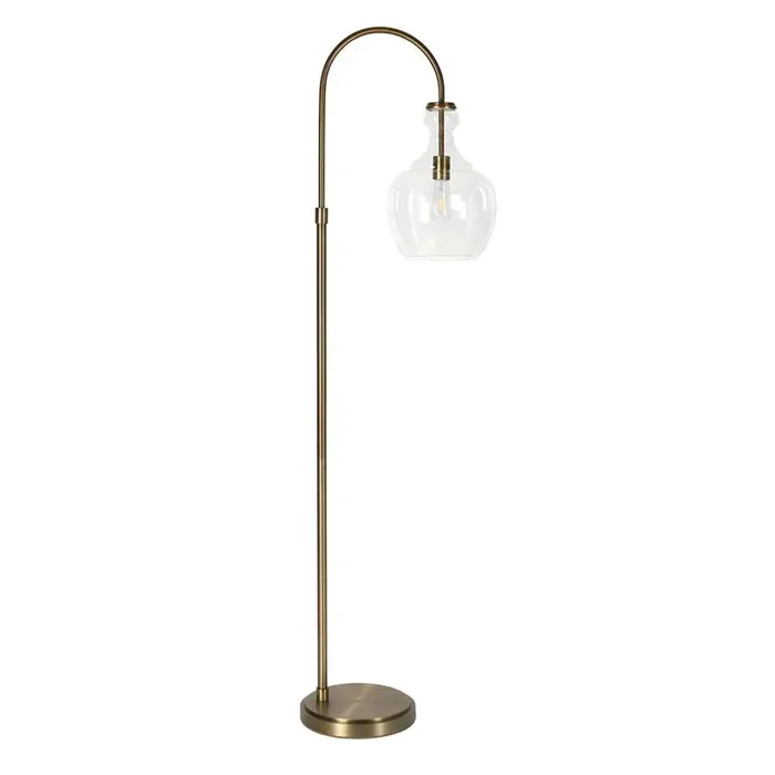 Hudson & Canal – Verona Arc Floor Lamp with Glass Shade in Brass/Clear – FL0267
