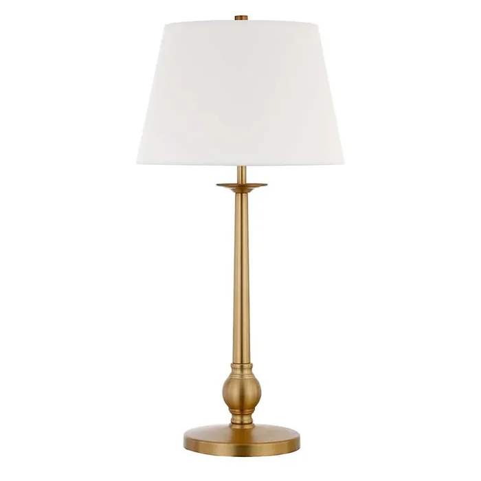 Hudson & Canal – Wilmer 28in Tall Table Lamp with Fabric Shade in Brass/White – TL0609