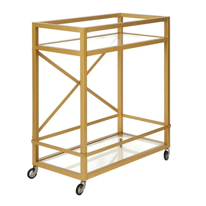 Hudson & Canal – Wilson 30in Wide Rectangular Bar Cart in Brass – BC0509