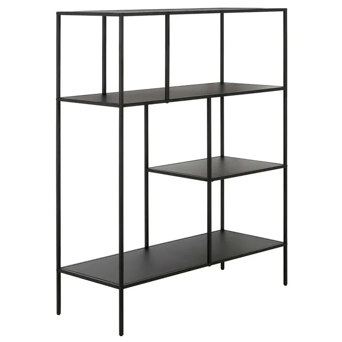 Hudson & Canal – Winthrop 48in Tall Rectangular Bookcase in Blackened Bronze – BK1007