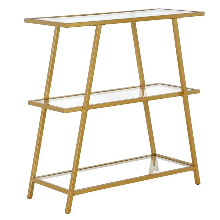 Hudson & Canal – Yair 36in Tall Rectangular Bookcase in Brass – BK1049