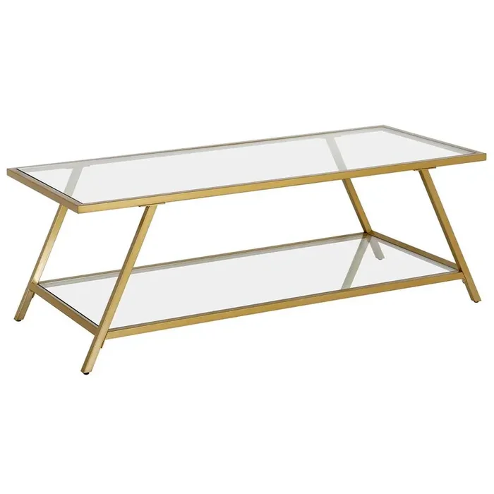 Hudson & Canal – Yair 48in Wide Rectangular Coffee Table in Brass – CT1217