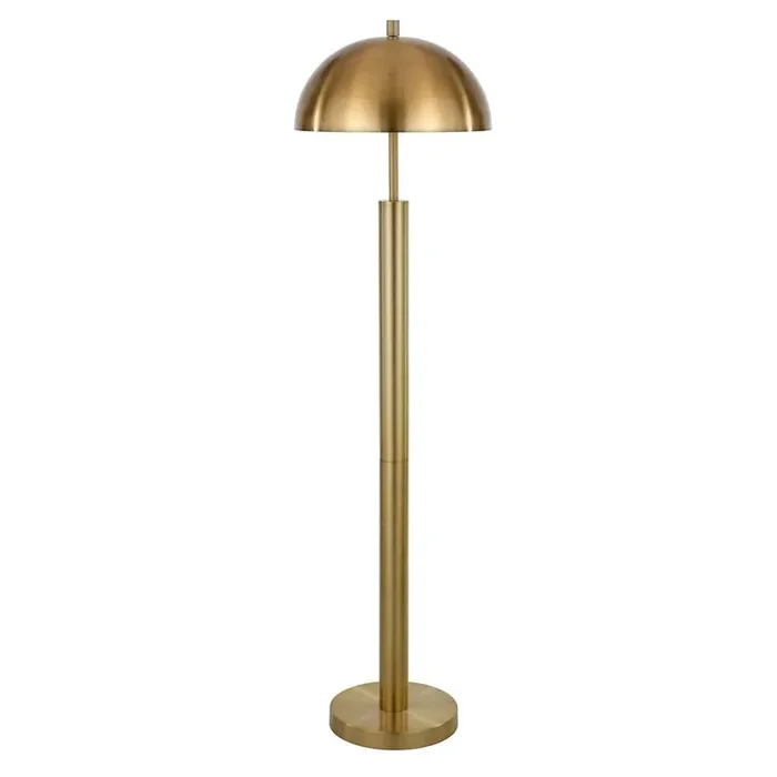 Hudson & Canal – York 58in Tall Floor Lamp with Metal Shade in Brass/Brass – FL0722