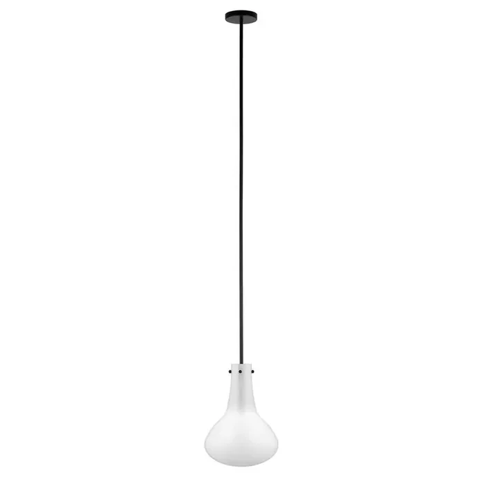 Hudson & Canal – Yuri 11.75in Wide Pendant with Glass Shade in Blackened Bronze/White Milk – PD1461