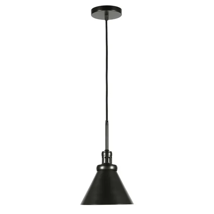 Hudson & Canal – Zeno 8.5in Wide Pendant with Metal Shade in Blackened Steel/Blackened Bronze – PD0720