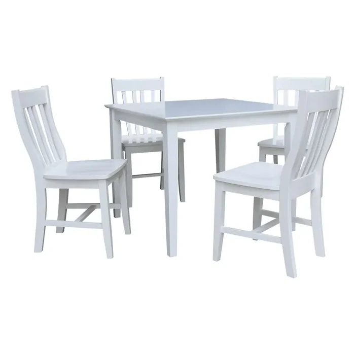 International Concepts – (Set of 5 Pcs) 36X36 Dining Table with 4 C08-61 Chairs in White Finish – K08-3636-C61-4