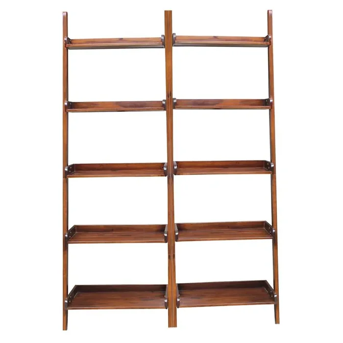 International Concepts (Set of 2 Pcs) – Lean To Shelf Units, with 5 Shelves in Espresso Finish – K-SH581-2660-2