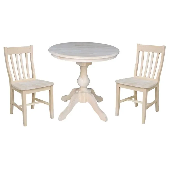 International Concepts (Set of 3 Pcs) -30in Round Top Ped Table with 2 Cafe Chairs – K-30RT-11B-C61-2