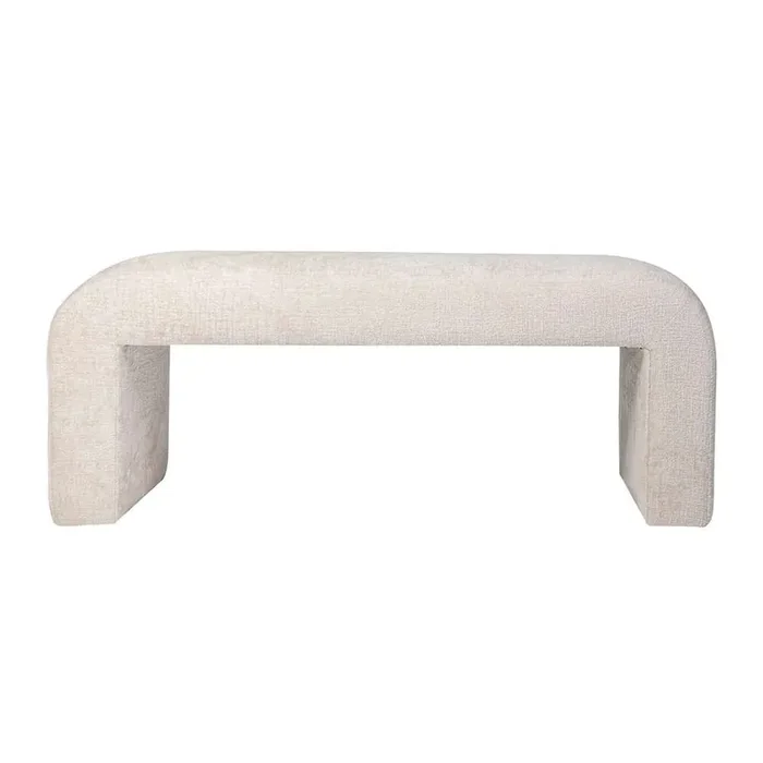 Jofran – Sophia Modern Luxury Curved Upholstered Jacquard Bench – Small, Natural – SOPHIA-BN-SMNAT