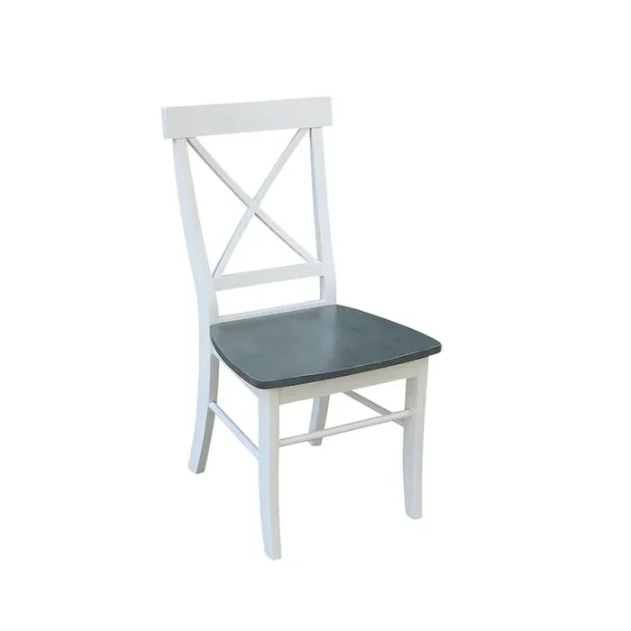 John Thomas Furniture – Dining Essentials – White/Gray X Back Chair (RTA) (Set of 2) – C05-613