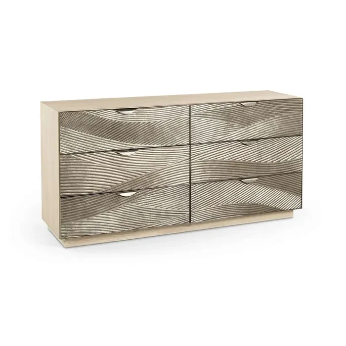 Jonathan Charles Fine Furniture – Water Capillary Cast Metal Texture Double Dresser – 001-1-711-CAL