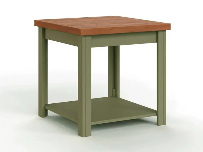 Legends Furniture – Bridgevine Home 24 in. W x 24 in. H Sage Green and Fruitwood Finish Solid Wood Side Table – VY4110.SFL