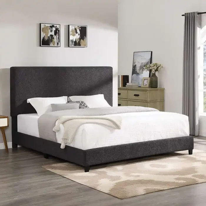 Legends Furniture – Bridgevine Home King Size Tall Grey Headboard Upholstered Platform Bed – ZBRD-7001KG