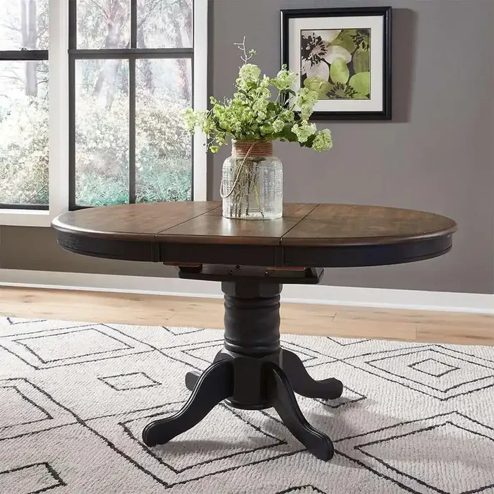 Liberty Furniture – Carolina Crossing Oval Pedestal Table – Black – 186B-CD-PED