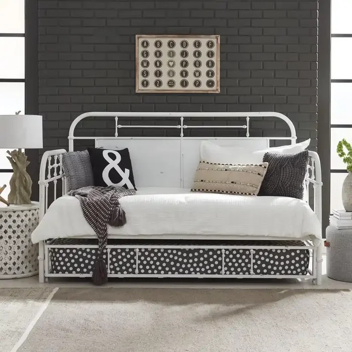 Liberty Furniture – Vintage Series Twin Metal Trundle – Antique White – 179-BR11T-AW