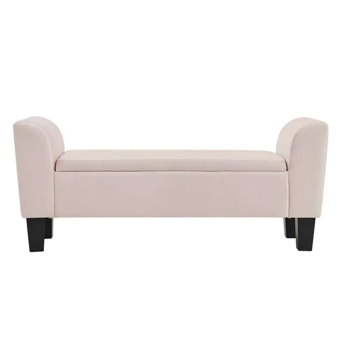 Lilola Home – Mila Pink Velvet Ottoman Bench with Storage – 88871