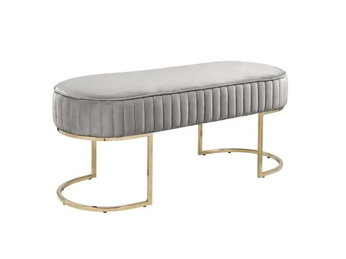 Lilola Home (Set of 2) Julianne Gray Velvet Bench with Metal Base – 88887