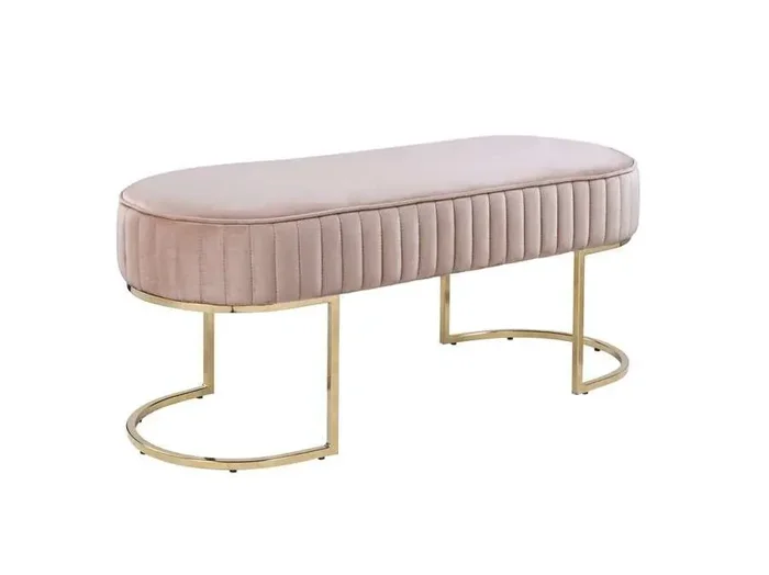 Lilola Home (Set of 2) Julianne Pink Velvet Bench with Metal Base – 88886