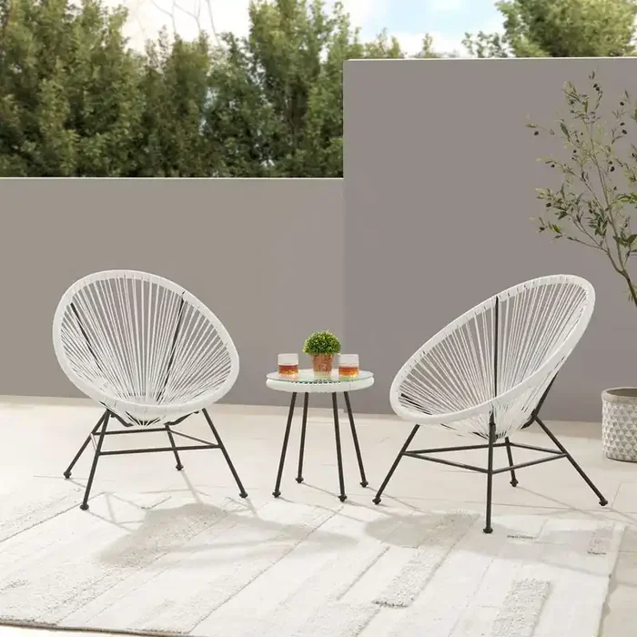 Linon Home Decor – Millicent 3pc Outdoor Set, White – OD61WHT3PCSET