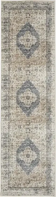 Malta by Kathy Ireland Home – MAI11 Ivory/Blue 22in x 77in Area Rug – MAI11-99446494948 – CLOSEOUT