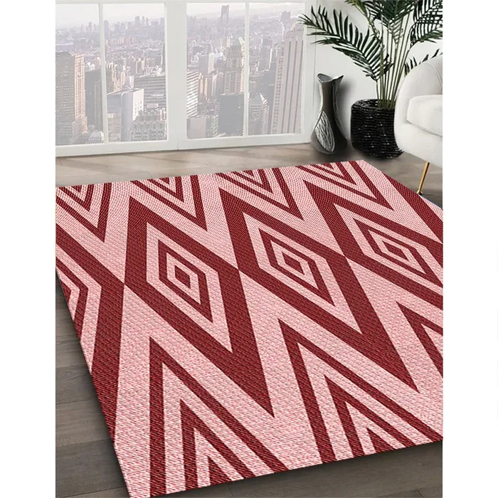Patterned Pastel Pink Rug, pat1496rd