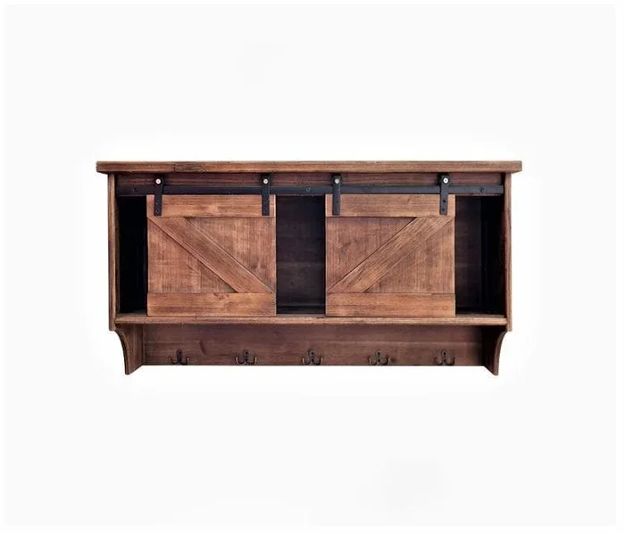 Rustic Wall Cabinet w/ Barn Door Sliders